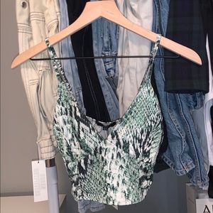 Green Snakeskin Crop Top